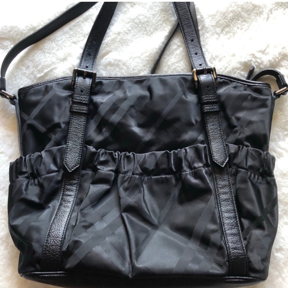 Burberry tote black plaid bag shoulder bag Lrg - Picture 2 of 12